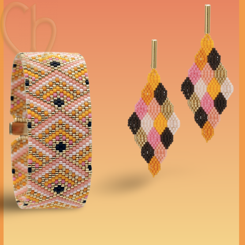 Kit bracelet & boucles d'oreille peyote 2402 Orange