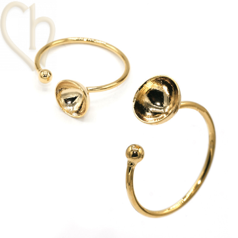 Ring regelbaar voor DIY strass 8mm Gold plated