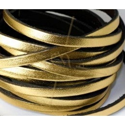 flat leather 5mm gold
