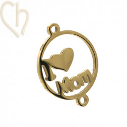 Intercalaire rond 23mm Gold Plated avec inscription I love Mom