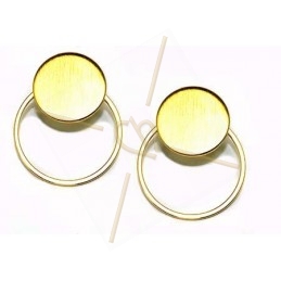 oorbellen disk 15mm met ring 22mm gold