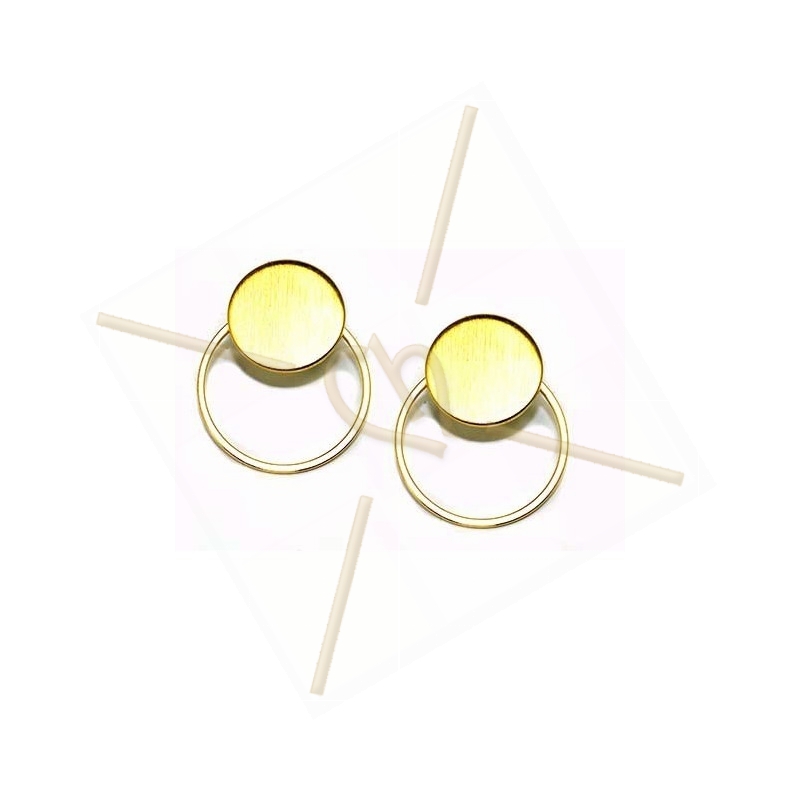 oorbellen disk 15mm met ring 22mm gold oorbellen disk 15mm met ring 22mm gold