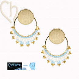 boucle d'oreille disque 15mm Stainless Steel avec anneau 22mm Gold Plated