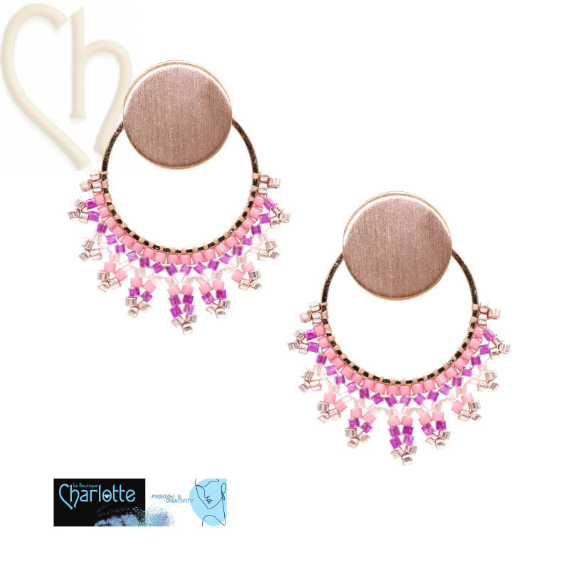 DIY Earrings Stainless Steel with Miyuki Delica Pink