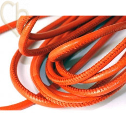 Cuir rond 4mm orange