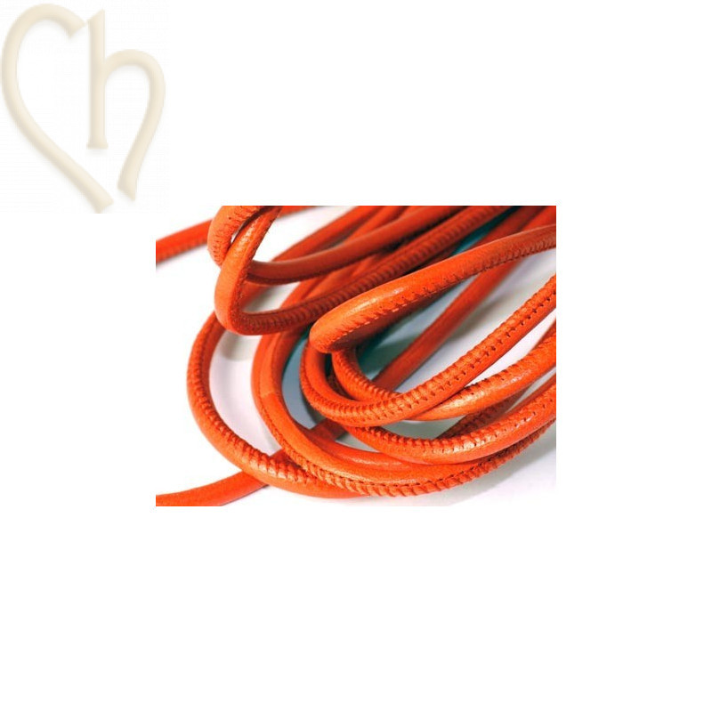Cuir rond 4mm orange