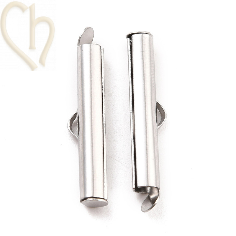 Embout Acier Inoxydable pour tissage de perles rocaille et Delica 40mm Rhodium