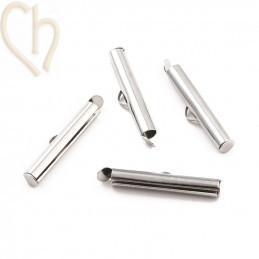 Embout Acier Inoxydable pour tissage de perles rocaille et Delica 40mm Rhodium