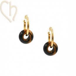 Pierre naturelle rond 14*8mm - Oeil de Tigre