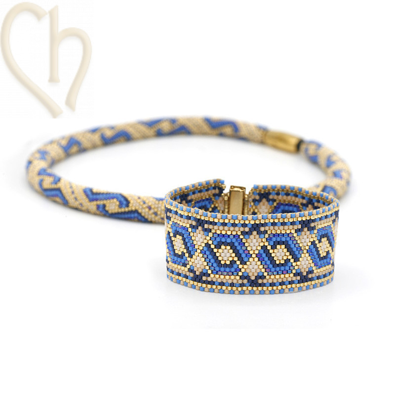 Kit bracelet peyote Romina Blue Gold