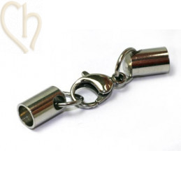 fermoir musqueton acier + 2 embouts 6mm