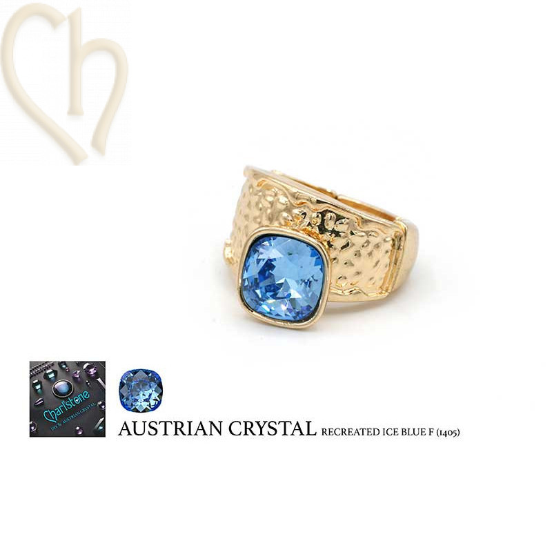 Charl'stone Ring regelbaar Gold Plated met Oostenrijks Kristal 10mm 4470