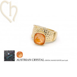 Charl'stone Bague reglable et Boucles d'Oreille Gold Plated avec Cristal Autriche 10mm 4470 - Mango Ignite