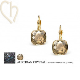 Charl'stone Ring adjustable and Earrings Gold Plated with Austrian Cristal 10mm 4470 - Golden Schaduw (GSHA)