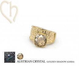 Charl'stone Ring adjustable and Earrings Gold Plated with Austrian Cristal 10mm 4470 - Golden Schaduw (GSHA)