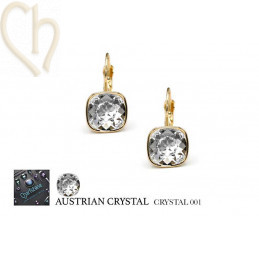 Charl'stone Ring regelbaar en Oorbellen Gold Plated met Oostenrijks Kristal 10mm 4470 - Crystal 001