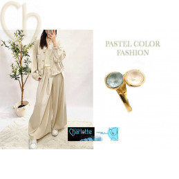 Bague reglable Gold Plated pour 2 Austrian Crystal strass Agave - Linen Ignite