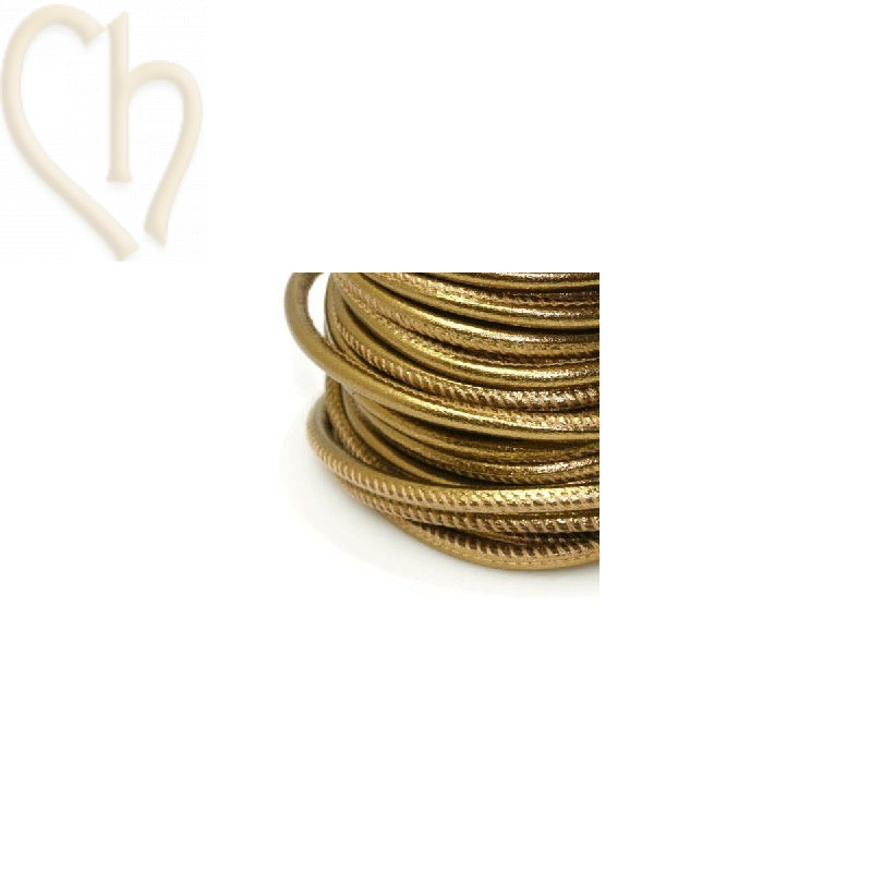 Cuir rond 4mm Dark Gold