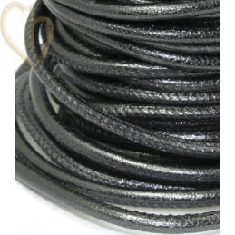 Leather round 4mm Metallic Grey