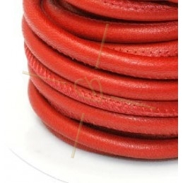 Leather round 6mm Red
