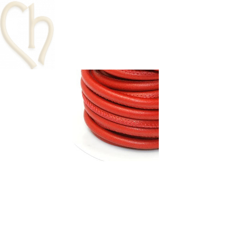 Cuir rond 6mm Rouge