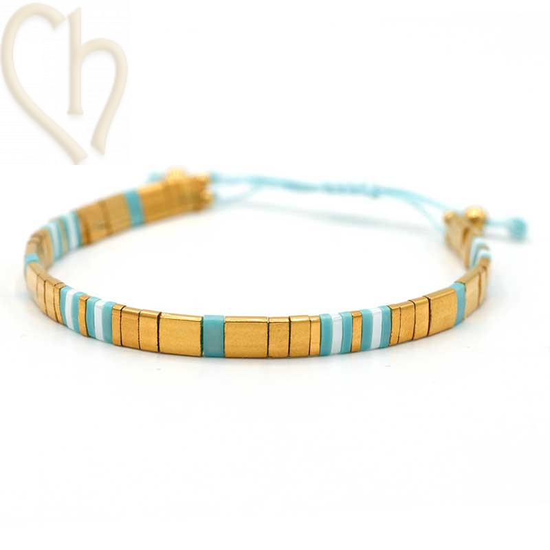 Kit bracelet avec Miyuki perles Tila Full Gold Turquoise