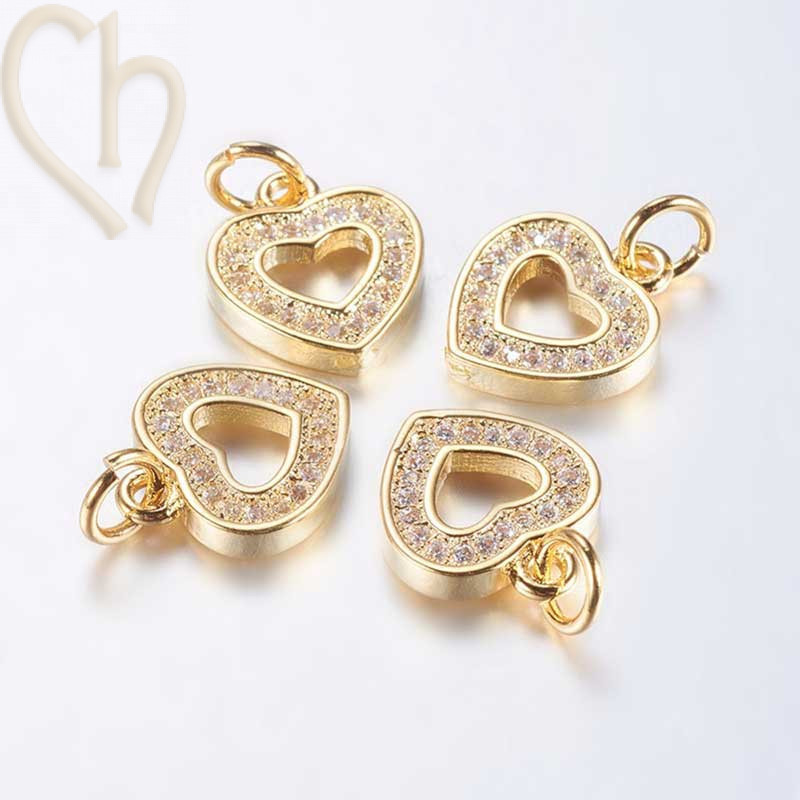 Charms Gold Plated Coeur 10mm avec strass