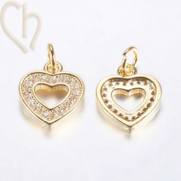 Charms Gold Plated Coeur 10mm avec strass