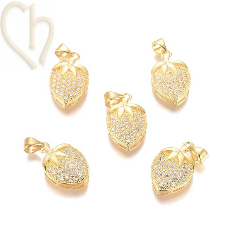 Charms Gold Plated Coeur 23mm avec strass
