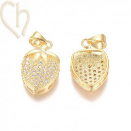 Charms Gold Plated Coeur 23mm avec strass