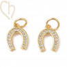 Charms Gold Plated Horseshoe 15mm with rhinestones