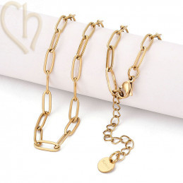 Edelstaal RVS halsketting 60cm met karabijnslot Gold Plated