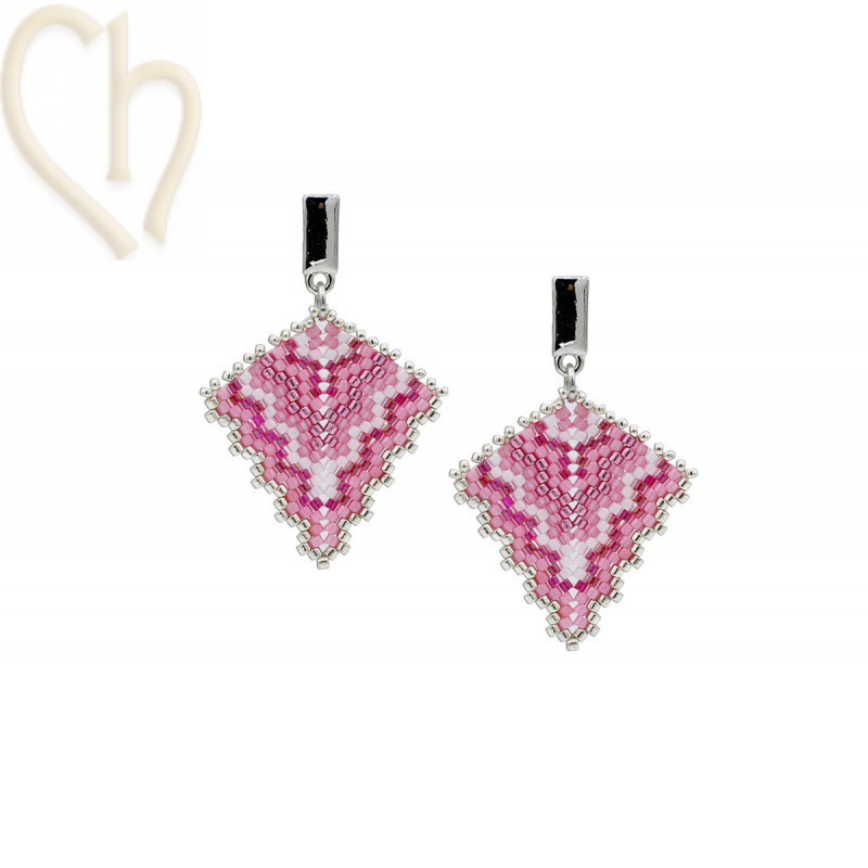Earring Triangle peyote Pink