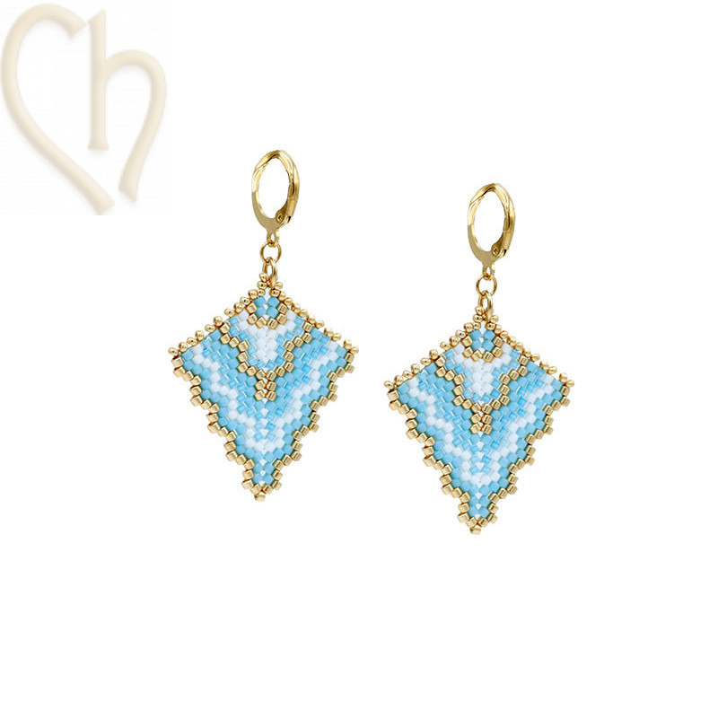 Earring Triangle peyote Clear Bleu