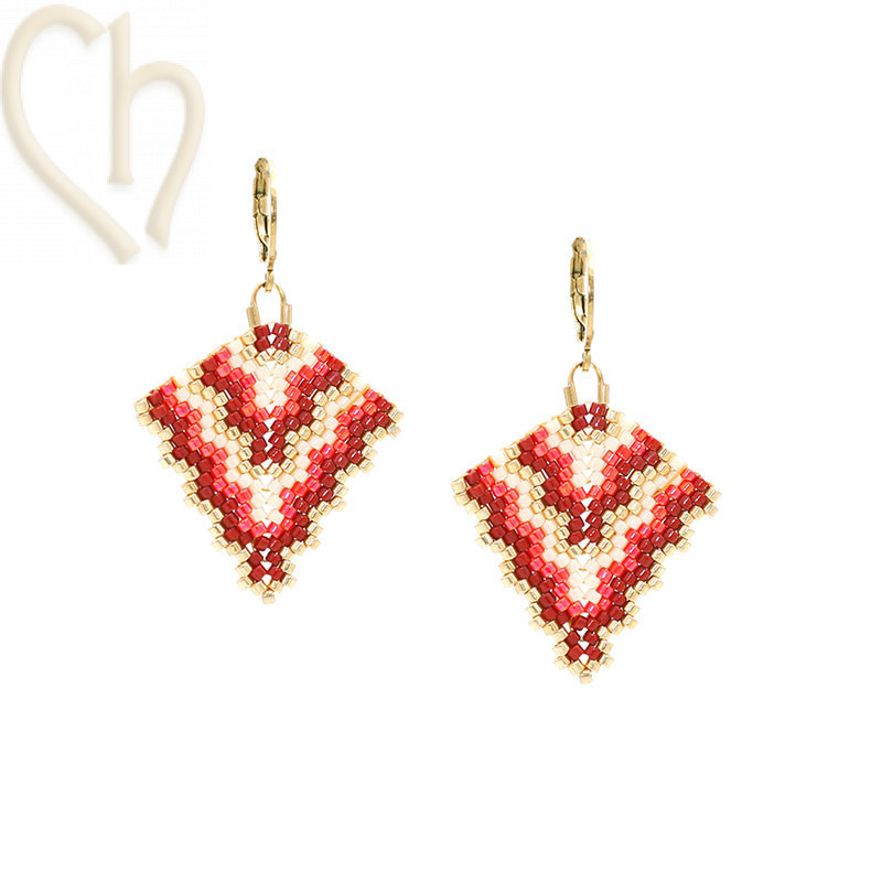 Earring Triangle peyote Bordeaux Red