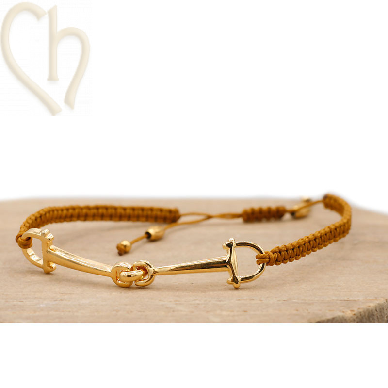 DIY Kit Macramé Armbandje met Beugel – Gold Plated Tabac | Boutique Charlotte