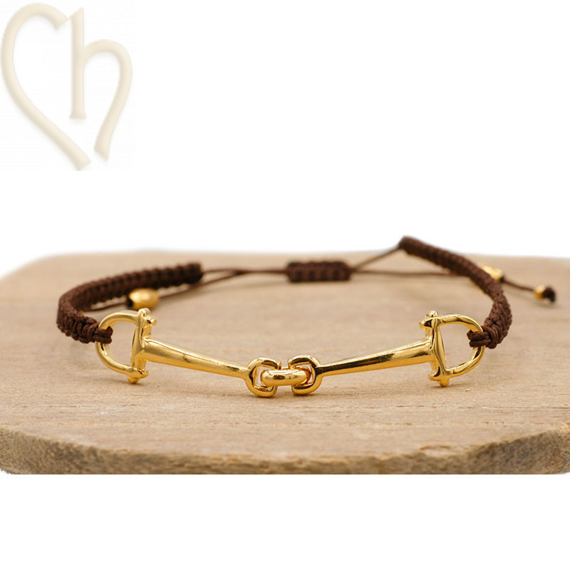 DIY Kit Macramé Armbandje met Beugel – Gold Plated Marron | Boutique Charlotte