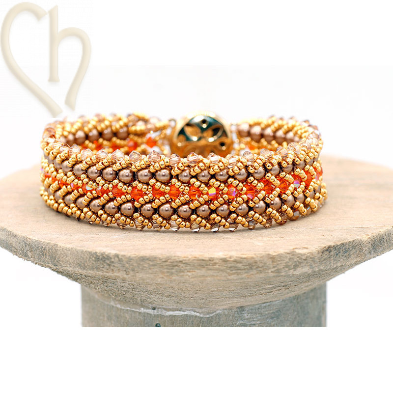 DIY Kit Armband Flat Spiral Stitch – Gold & Orange | Boutique Charlotte