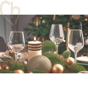 Cover Bougie avec Bugle et Austrian Crystal Mesh Bronze - white