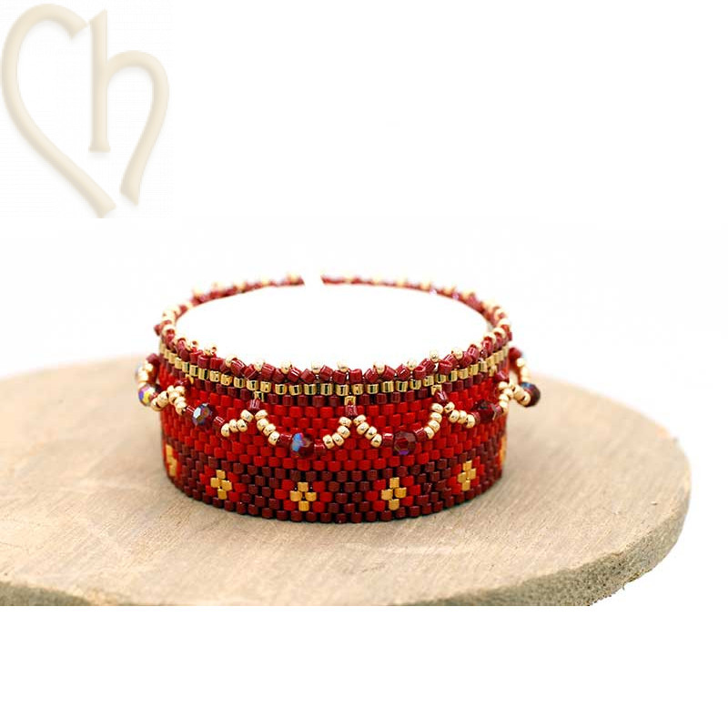 Candle cover Peyote Red Gold 2501