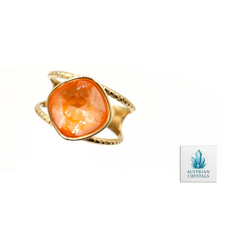 DIY Ring Kit: Gold Plated Stainless Steel & 12mm Austrian Crystal