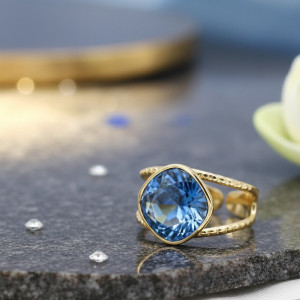 DIY Ring Kit: Gold Plated Stainless Steel & 12mm Austrian Crystal