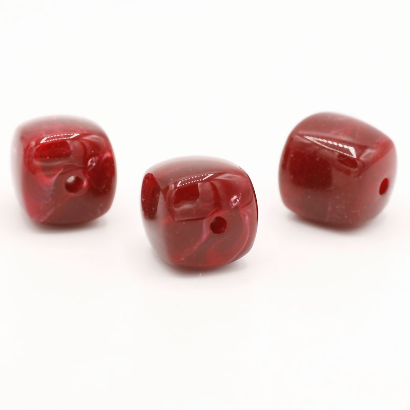 Perle Acryl carré 17x16x16mm - Rouge