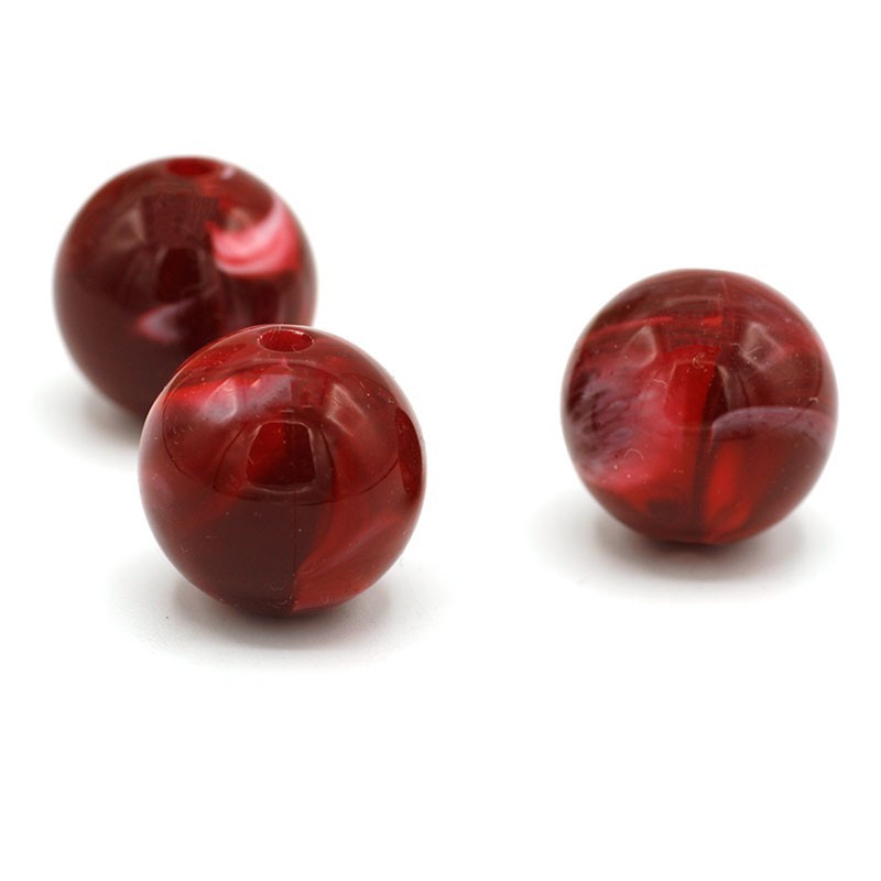 5 x Perle Acryl ronde 14mm - Rouge