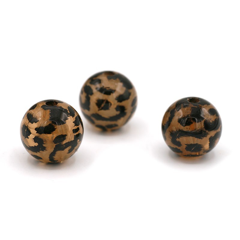 5 x Perle Acryl ronde 14mm - Leopard