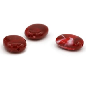 5 x Acryl kraal plat ovaal 18 x 15mm - Rood