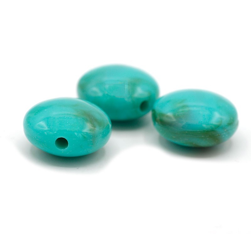 Acryl kraal plat ovaal 18 x 15mm - Turquoise | Zomerse kralen