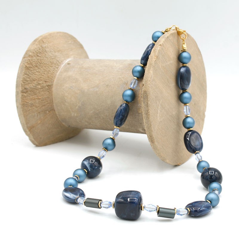 Kit DIY Collier blue | Acrylique, Aluminium & Austrian Crystal