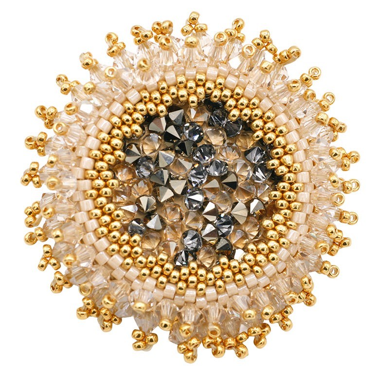 DIY Kit Lumina Brooch - Golden Shadow Swarovski & Miyuki