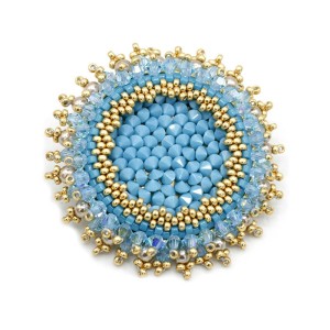 Kit DIY Broche Lumina aves Swarovski Crystal Rocks  et Miyuki Delica - Turquoise